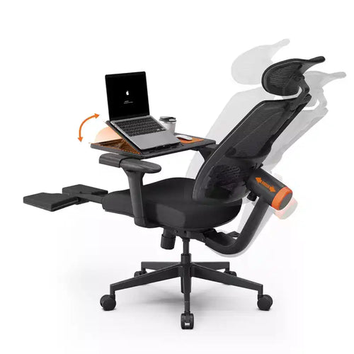 Newtral Ergonomic Chair with Footrest - Home Office Chair with Lumbar Support, 4D Armrest, Seat Depth & Height Adjustable - MAGICH-BP+LAPD-BLACK