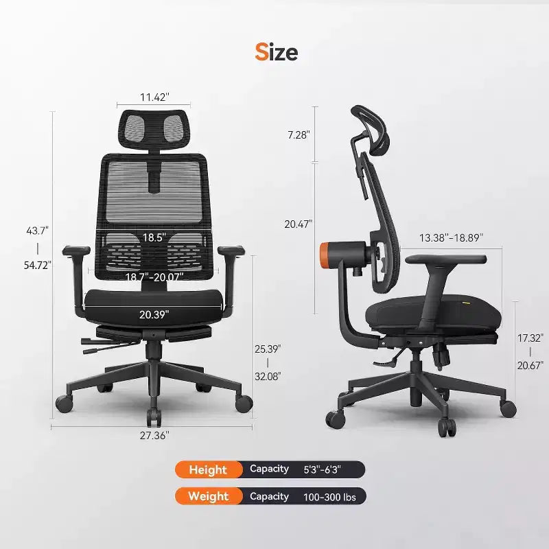 Chaise avec repose-pieds  Chaise avec soutien lombaire