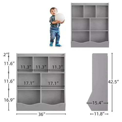 Bibliothèque pour enfants à trois niveaux, bibliothèque pour enfants avec armoires de rangement, étagère de rangement pour jouets, adaptée aux salles de jeux, aux chambres d'enfants
