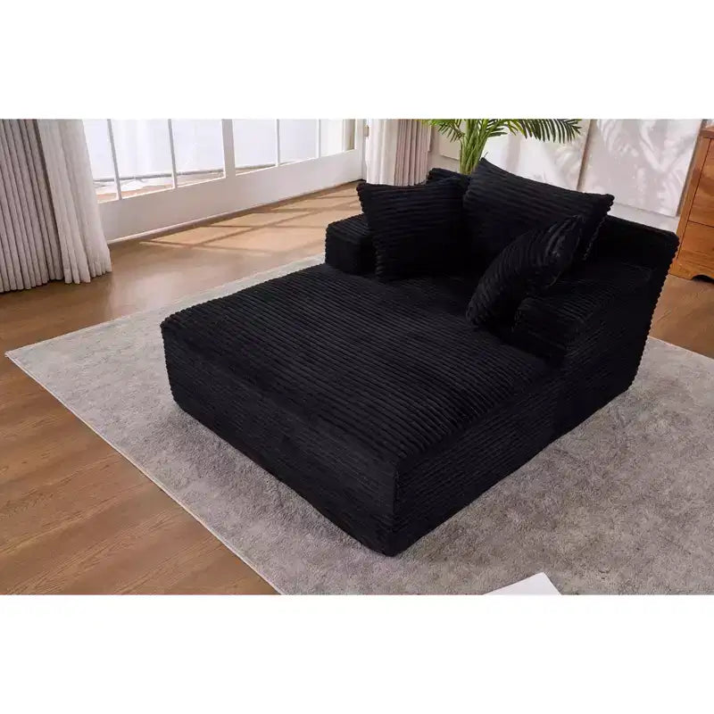 Canapé-lit moderne en velours côtelé avec oreillers, fauteuil simple à assise profonde pour salon, appartement, chambre d'amis