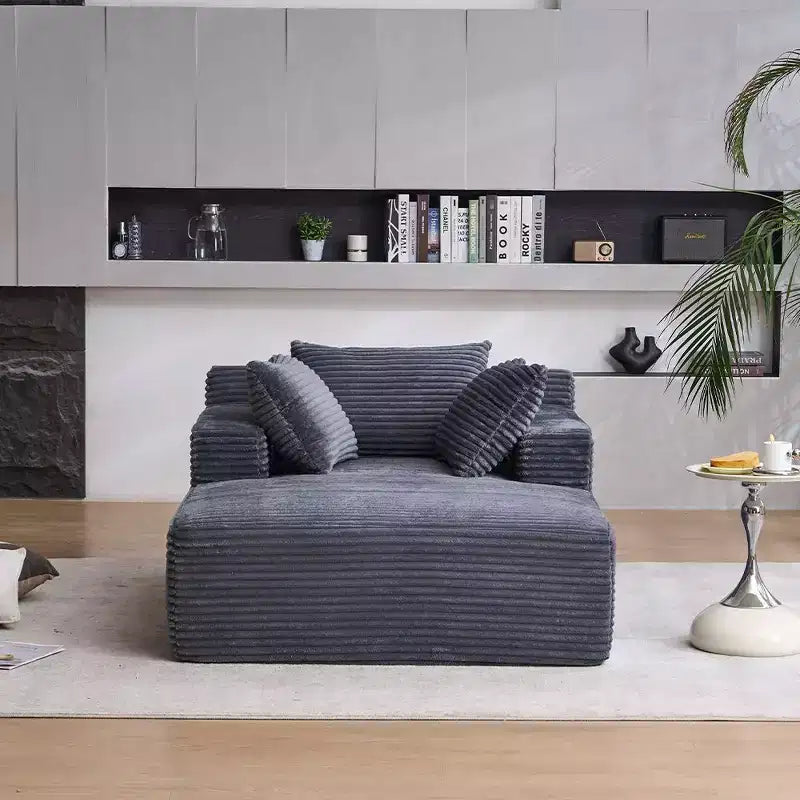 Canapé-lit moderne en velours côtelé avec oreillers, fauteuil simple à assise profonde pour salon, appartement, chambre d'amis