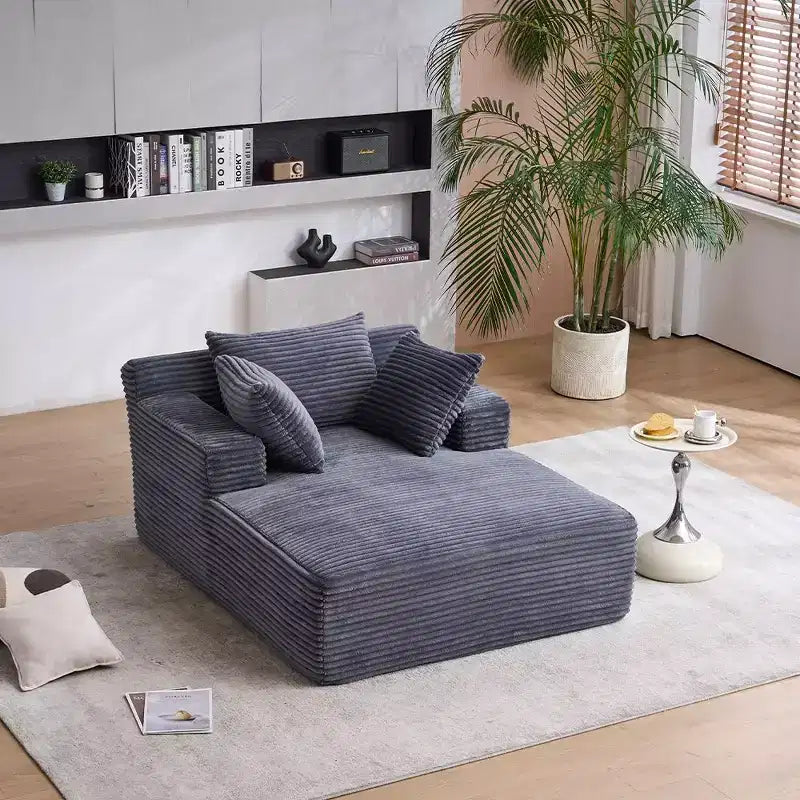 Canapé-lit moderne en velours côtelé avec oreillers, fauteuil simple à assise profonde pour salon, appartement, chambre d'amis