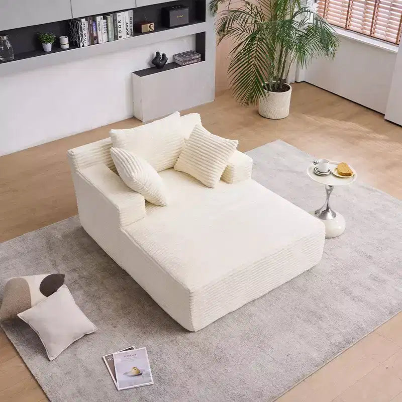 Canapé-lit moderne en velours côtelé avec oreillers, fauteuil simple à assise profonde pour salon, appartement, chambre d'amis