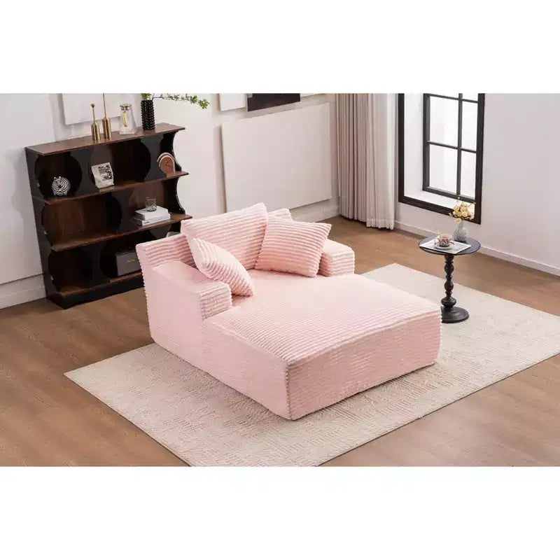 Canapé-lit moderne en velours côtelé avec oreillers, fauteuil simple à assise profonde pour salon, appartement, chambre d'amis