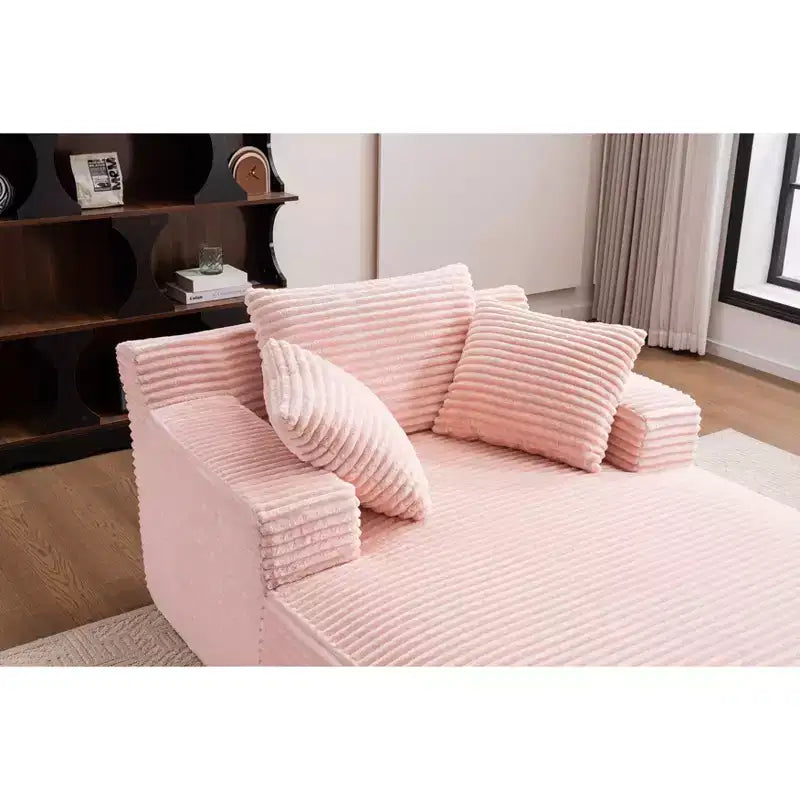 Canapé-lit moderne en velours côtelé avec oreillers, fauteuil simple à assise profonde pour salon, appartement, chambre d'amis