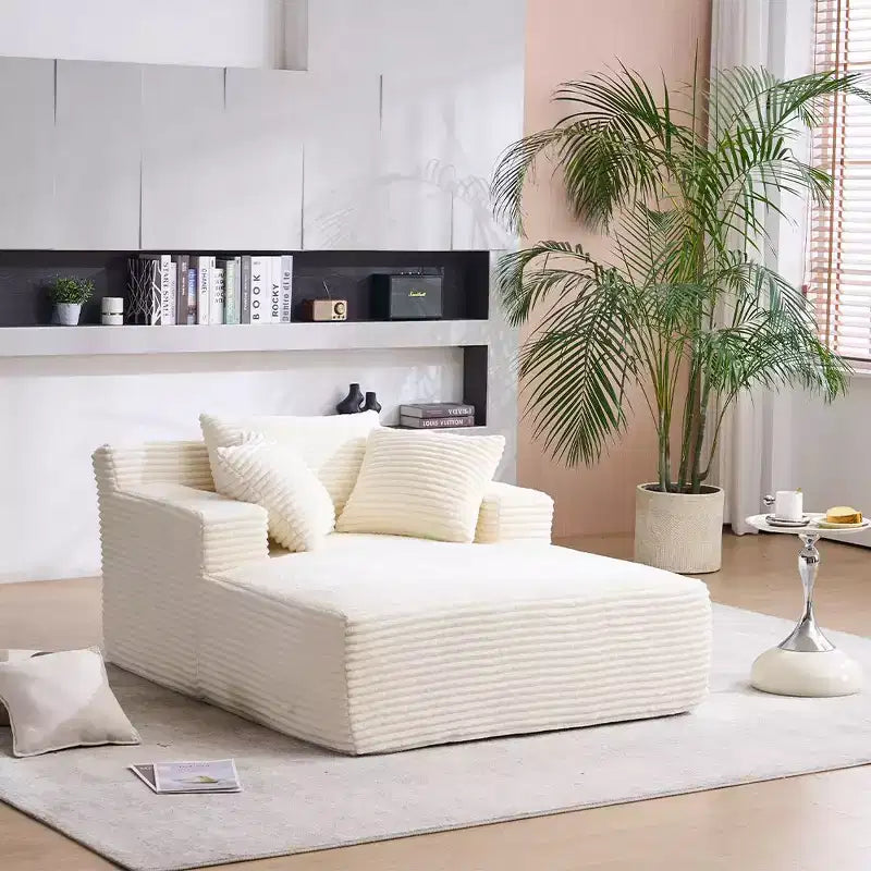 Canapé-lit moderne en velours côtelé avec oreillers, fauteuil simple à assise profonde pour salon, appartement, chambre d'amis