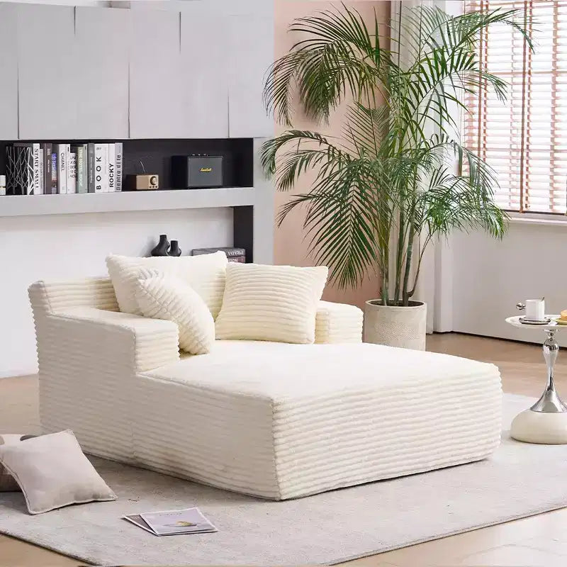 Canapé-lit moderne en velours côtelé avec oreillers, fauteuil simple à assise profonde pour salon, appartement, chambre d'amis