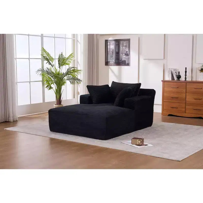 Canapé-lit moderne en velours côtelé avec oreillers, fauteuil simple à assise profonde pour salon, appartement, chambre d'amis