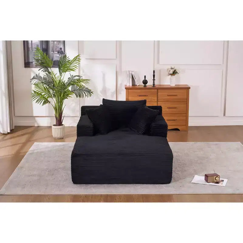 Canapé-lit moderne en velours côtelé avec oreillers, fauteuil simple à assise profonde pour salon, appartement, chambre d'amis