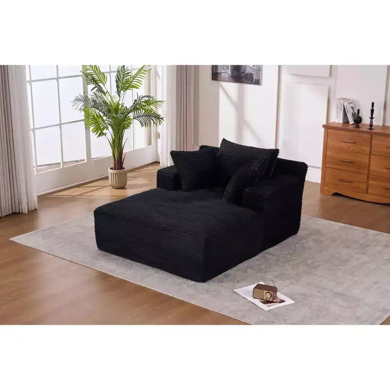 Canapé-lit moderne en velours côtelé avec oreillers, fauteuil simple à assise profonde pour salon, appartement, chambre d'amis