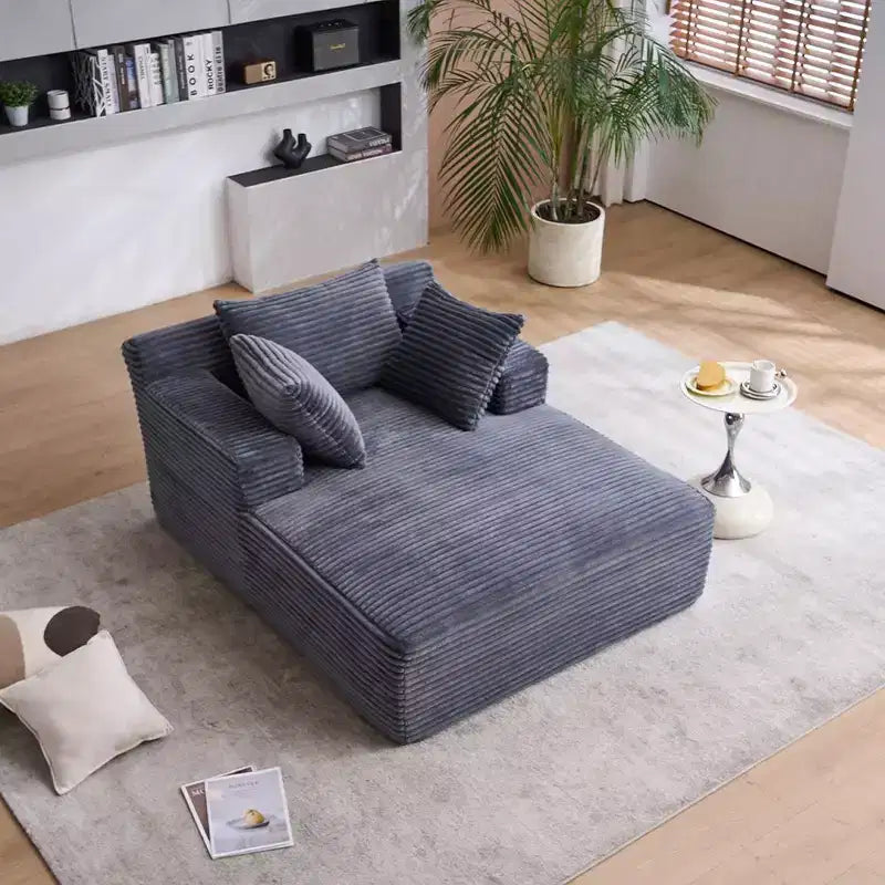 Canapé-lit moderne en velours côtelé avec oreillers, fauteuil simple à assise profonde pour salon, appartement, chambre d'amis