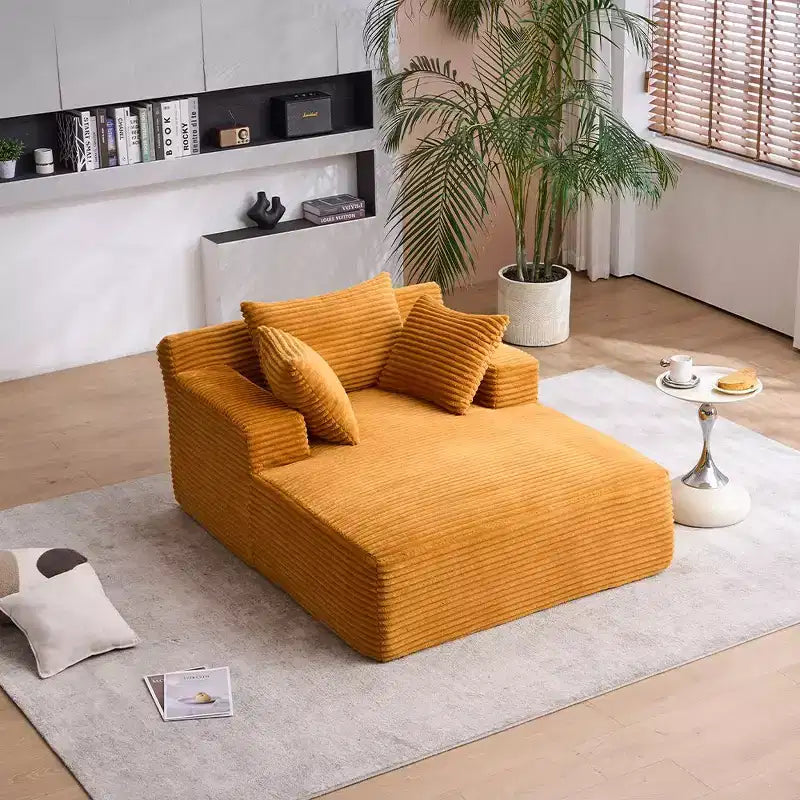 Canapé-lit moderne en velours côtelé avec oreillers, fauteuil simple à assise profonde pour salon, appartement, chambre d'amis