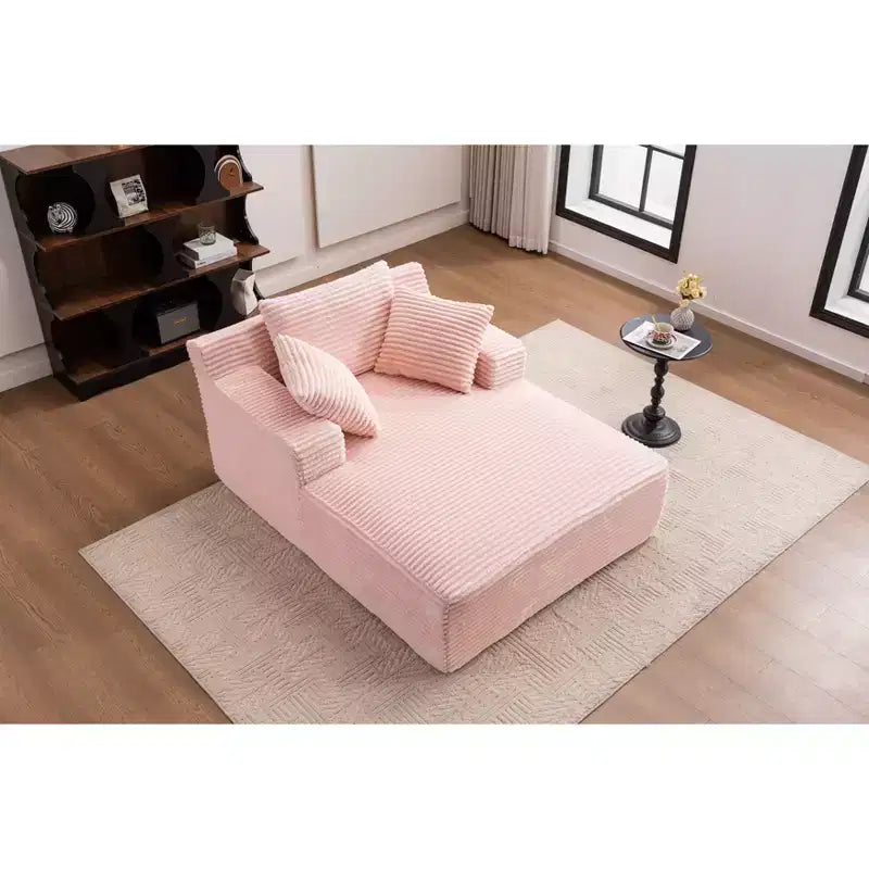 Canapé-lit moderne en velours côtelé avec oreillers, fauteuil simple à assise profonde pour salon, appartement, chambre d'amis
