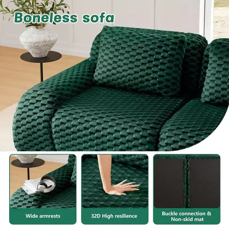Canapé sectionnel modulaire moderne 146 pour salon, tissu flanelle, canapé surdimensionné 4 places, canapé sans armature