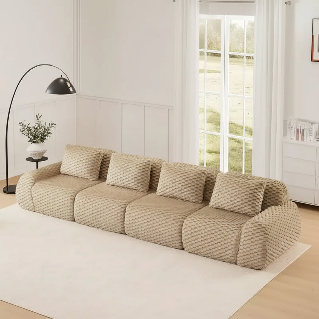 146 Modern Modular Sectional Sofa for Living Room,Flannelette Fabric,Oversized 4-Seater Couch,boneless sofa
