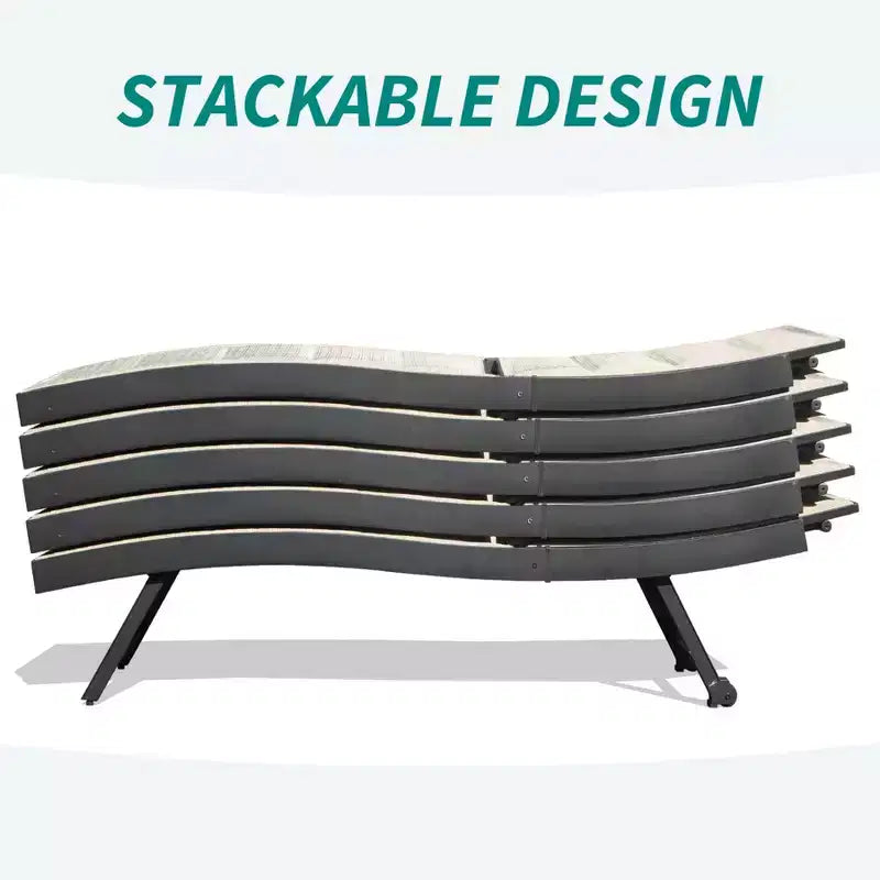 Chaise longue de patio de 2 - Transat de piscine réglable en aluminium textilène
