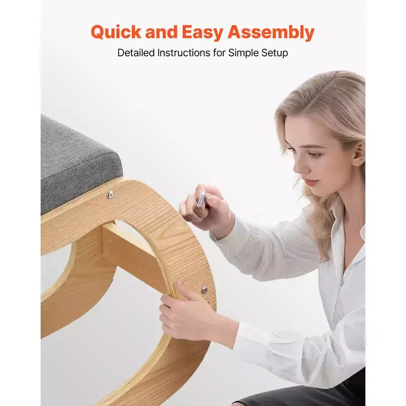 Chaise à genoux ergonomique, chaise à genoux posturale en bois avec coussins en mousse épais et cadre en bois massif, hauteur réglable, gris