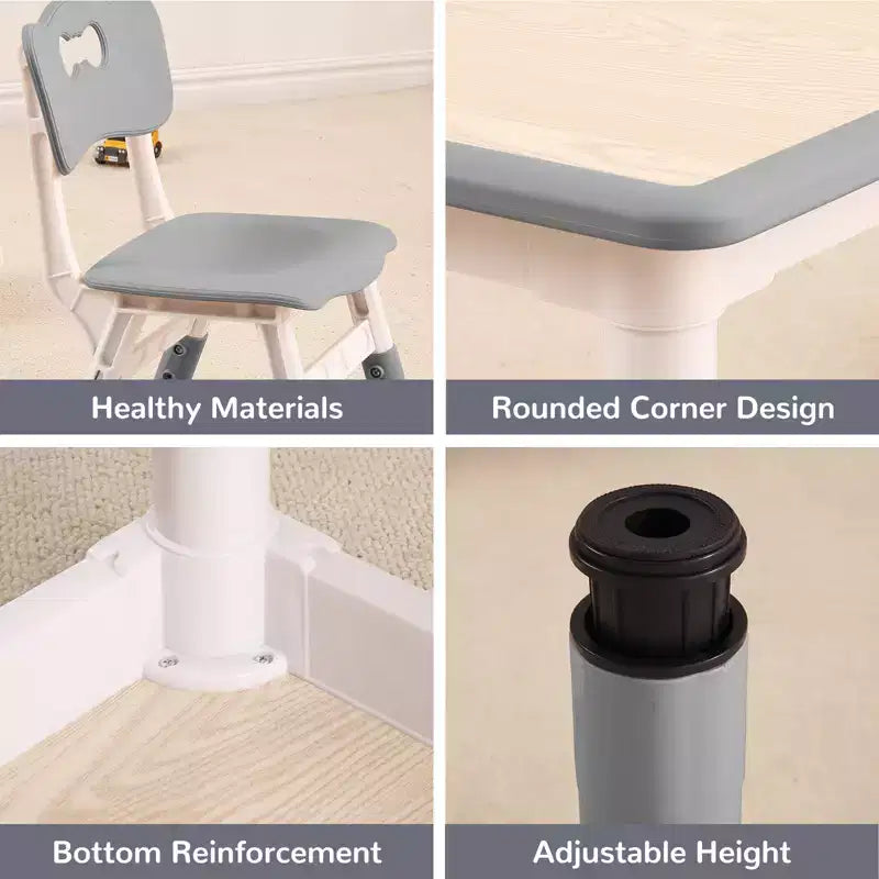 Table et 4 chaises réglables pour enfants Antidérapant, Bureau multi-activités résistant aux graffitis pour [Activités] Âges
