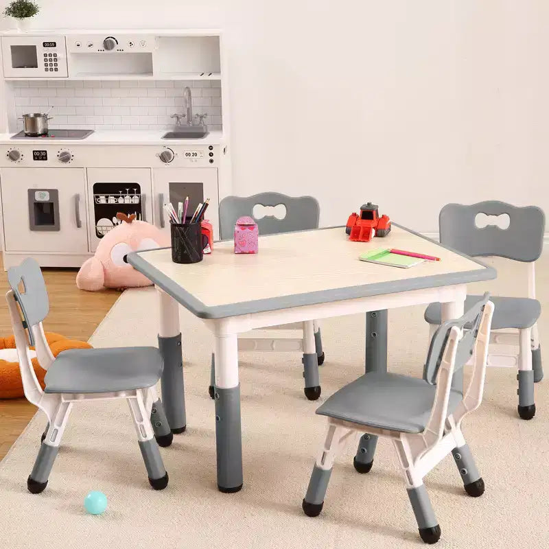 Table et 4 chaises réglables pour enfants Antidérapant, Bureau multi-activités résistant aux graffitis pour [Activités] Âges