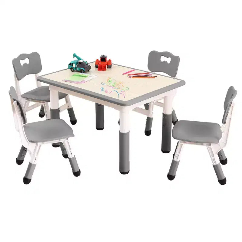 Table et 4 chaises réglables pour enfants Antidérapant, Bureau multi-activités résistant aux graffitis pour [Activités] Âges