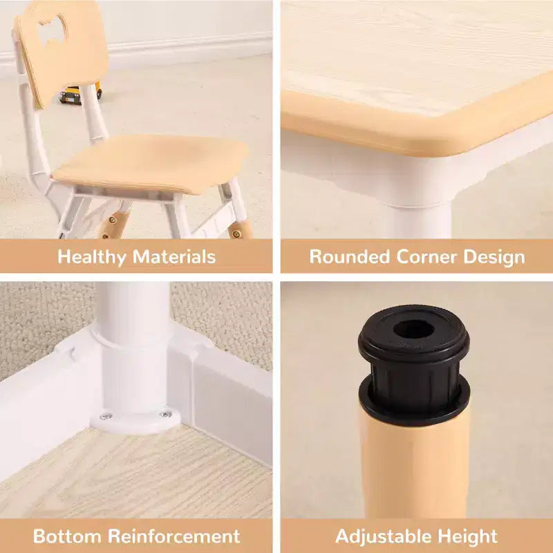 Table et 4 chaises réglables pour enfants Antidérapant, Bureau multi-activités résistant aux graffitis pour [Activités] Âges