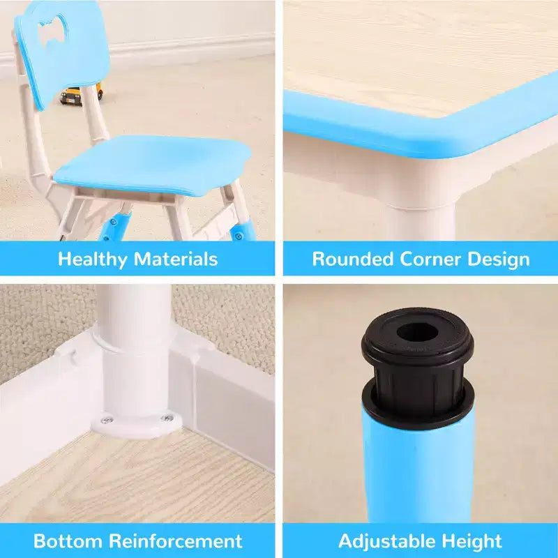Table et 4 chaises réglables pour enfants Antidérapant, Bureau multi-activités résistant aux graffitis pour [Activités] Âges