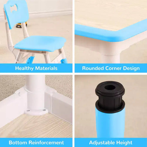 Table et 4 chaises réglables pour enfants Antidérapant, Bureau multi-activités résistant aux graffitis pour [Activités] Âges