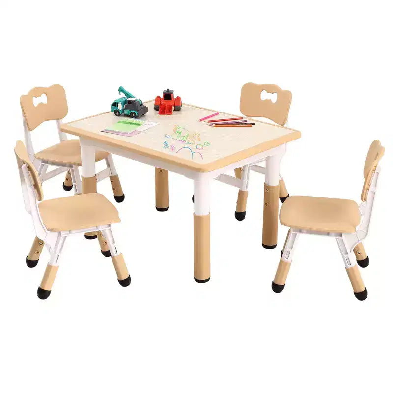 Table et 4 chaises réglables pour enfants Antidérapant, Bureau multi-activités résistant aux graffitis pour [Activités] Âges