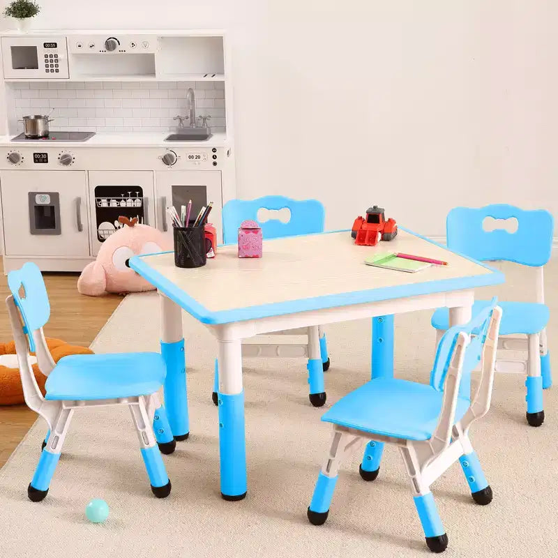 Table et 4 chaises réglables pour enfants Antidérapant, Bureau multi-activités résistant aux graffitis pour [Activités] Âges