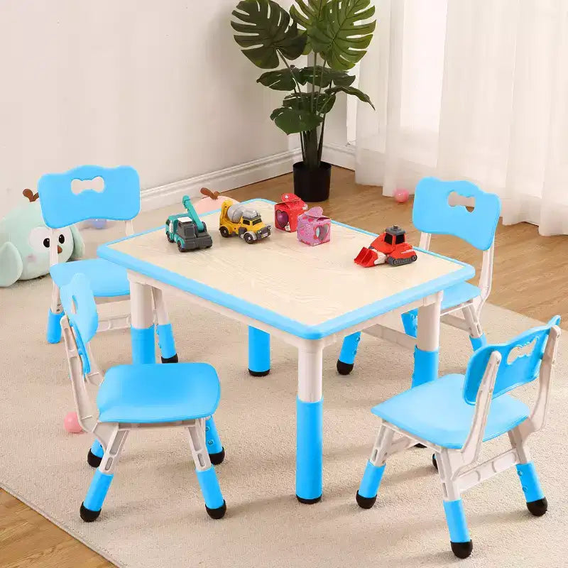 Table et 4 chaises réglables pour enfants Antidérapant, Bureau multi-activités résistant aux graffitis pour [Activités] Âges