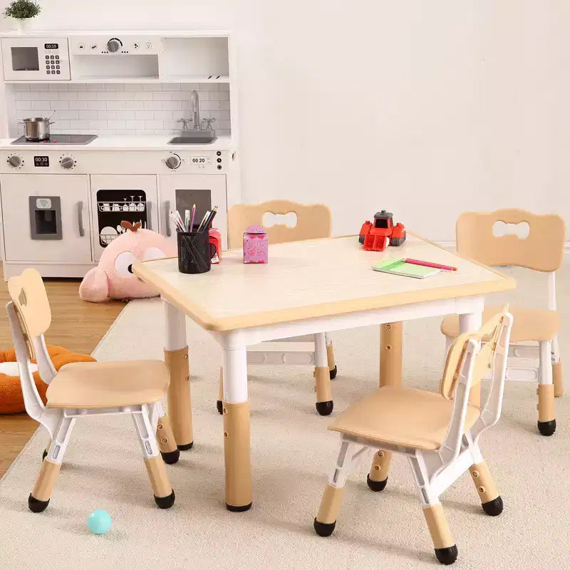 Table et 4 chaises réglables pour enfants Antidérapant, Bureau multi-activités résistant aux graffitis pour [Activités] Âges