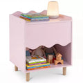 Table de chevet enfant, table d'appoint festonnée pour tout-petits avec plateau large et compartiment ouvert Rose/Blanc