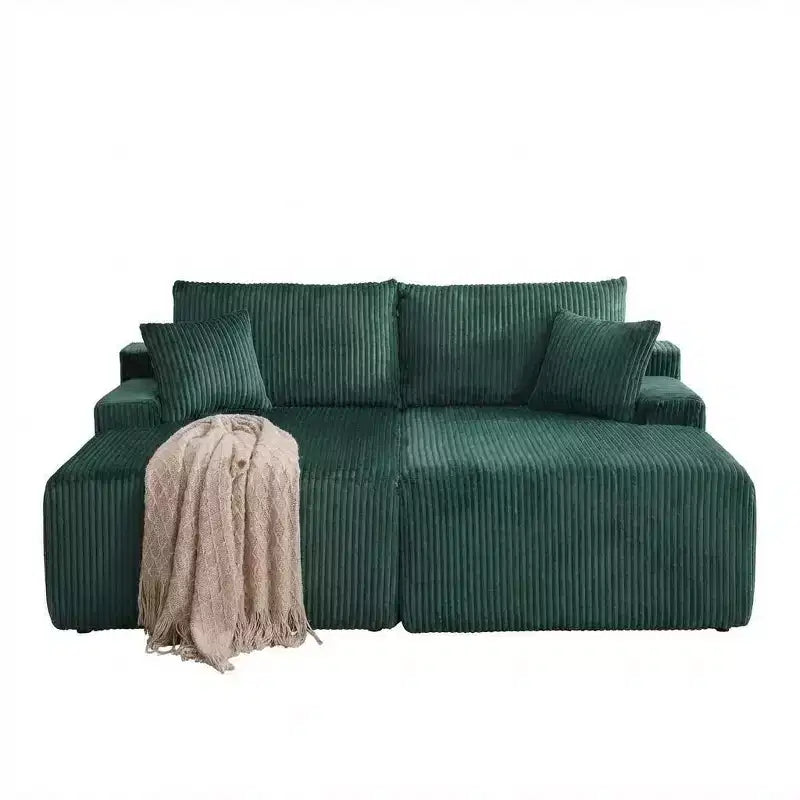 Canapé convertible d'angle moderne en velours côtelé, Canapés avec 4 oreillers, méridienne profonde, pour appartement ou salon