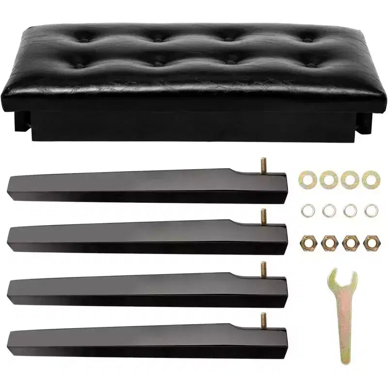 Banc de piano noir avec plateau boutonné et hauteur réglable