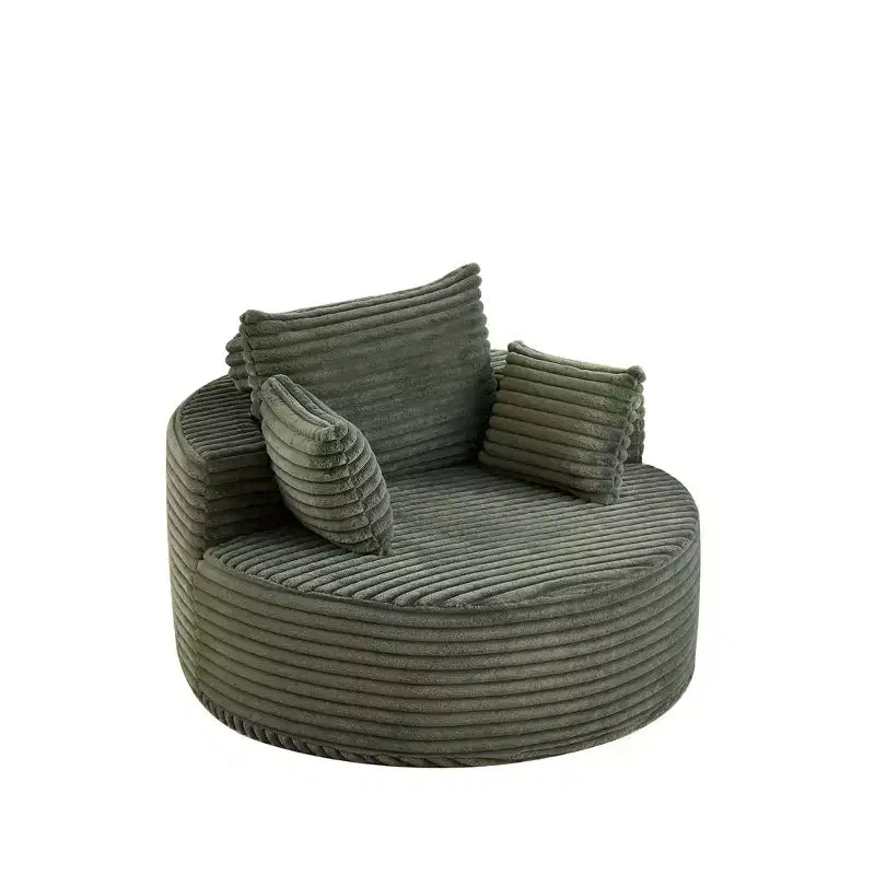 Fauteuil lounge rond, fauteuil d'appoint en velours côtelé avec assise profonde, canapé simple moderne et confortable pour salon, chambre, appartement