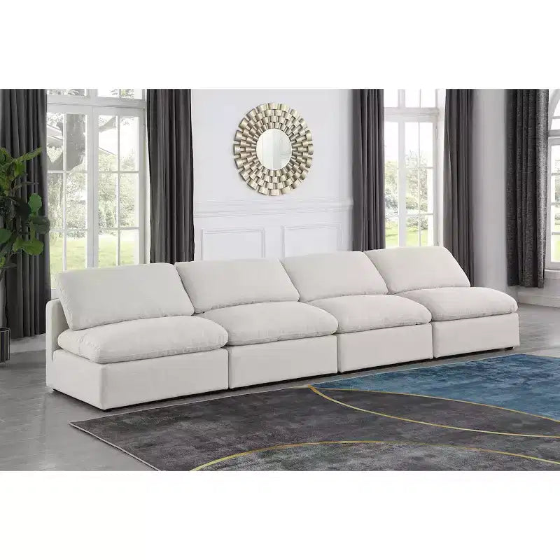 Canapé modulable en tissu texturé lin Indulge