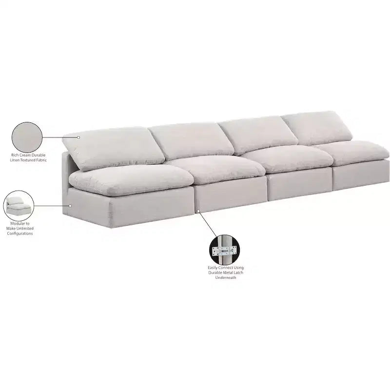 Canapé modulable en tissu texturé lin Indulge