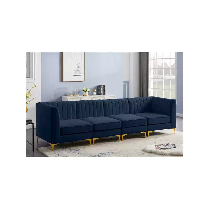 Canapé modulable en velours marine Alina