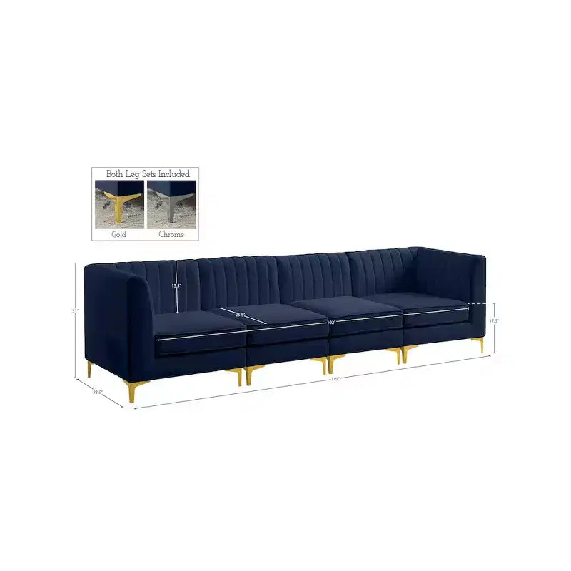 Canapé modulable en velours marine Alina
