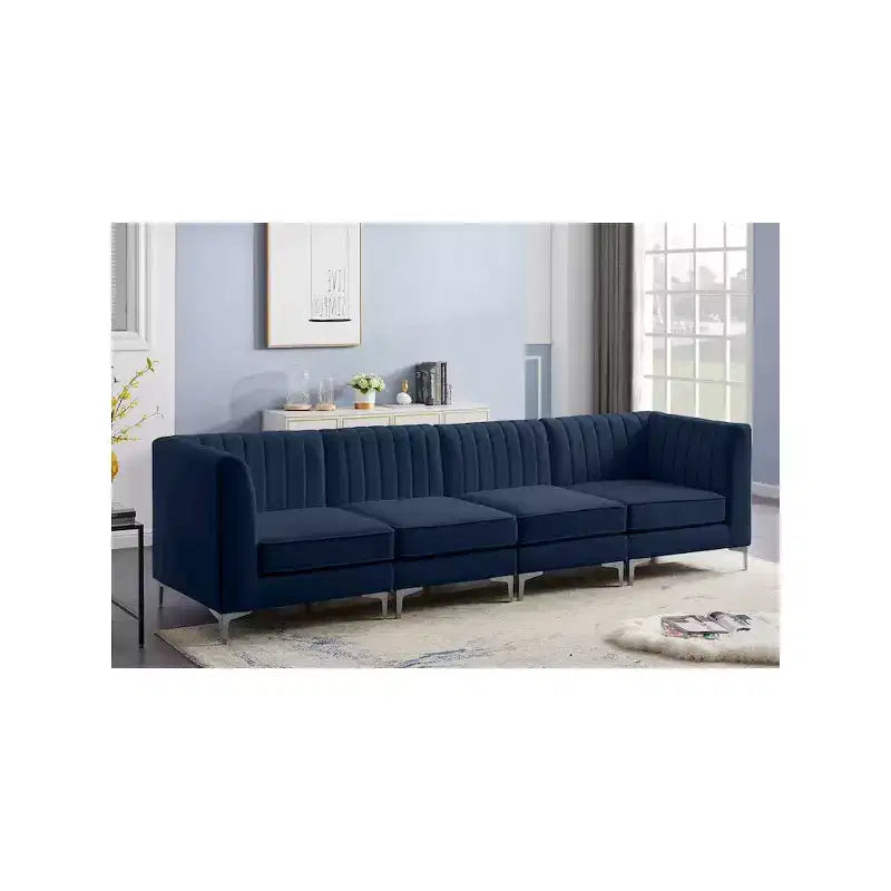Canapé modulable en velours marine Alina