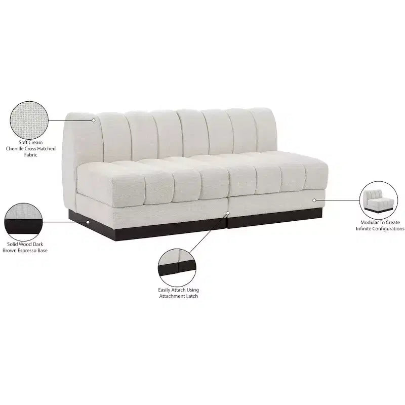 Canapé Modulable en Tissu Chenille Quinn