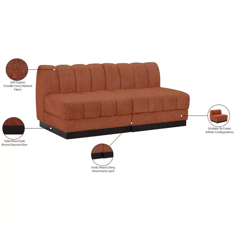 Canapé Modulable en Tissu Chenille Quinn