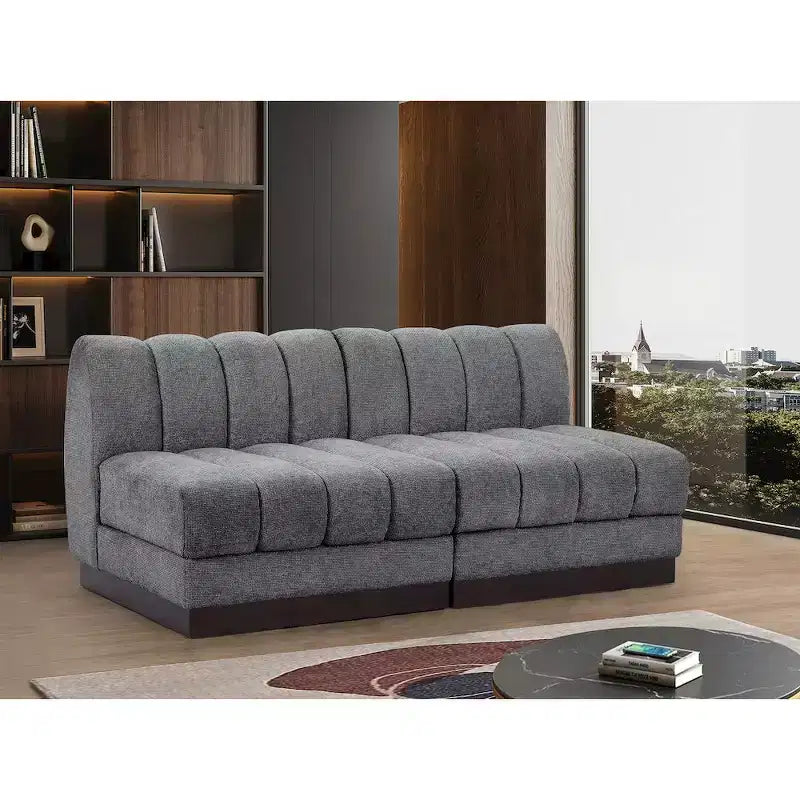 Canapé Modulable en Tissu Chenille Quinn