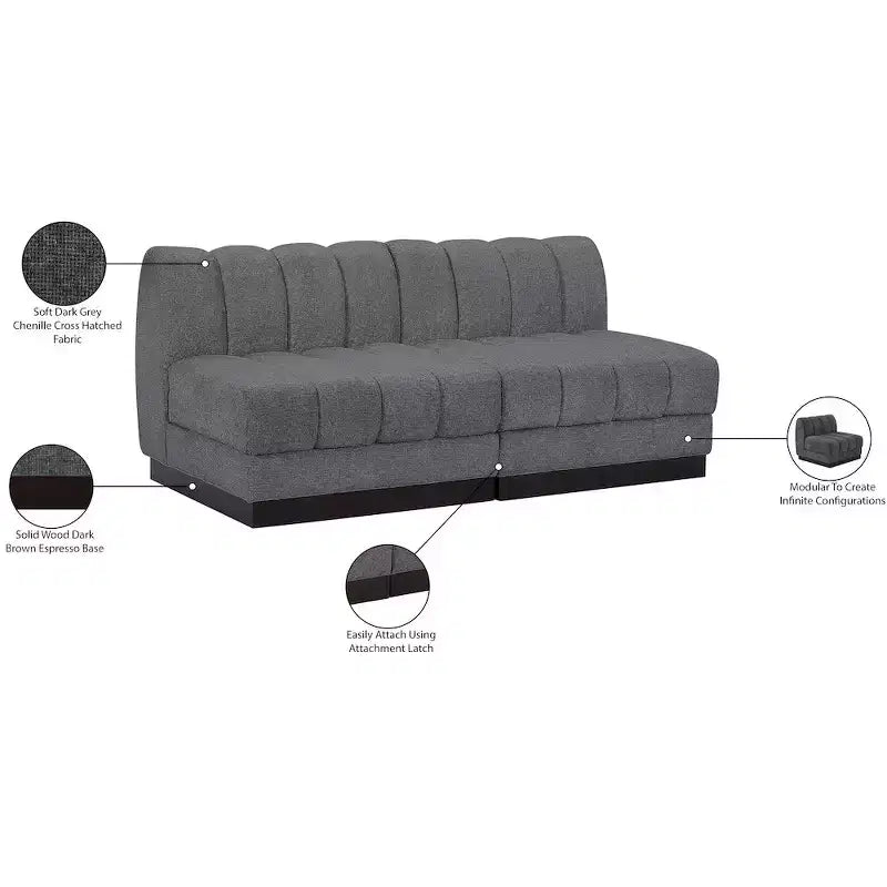 Canapé Modulable en Tissu Chenille Quinn