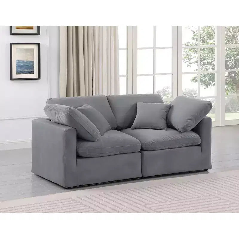 Canapé Modulable en Velours Gris Indulge