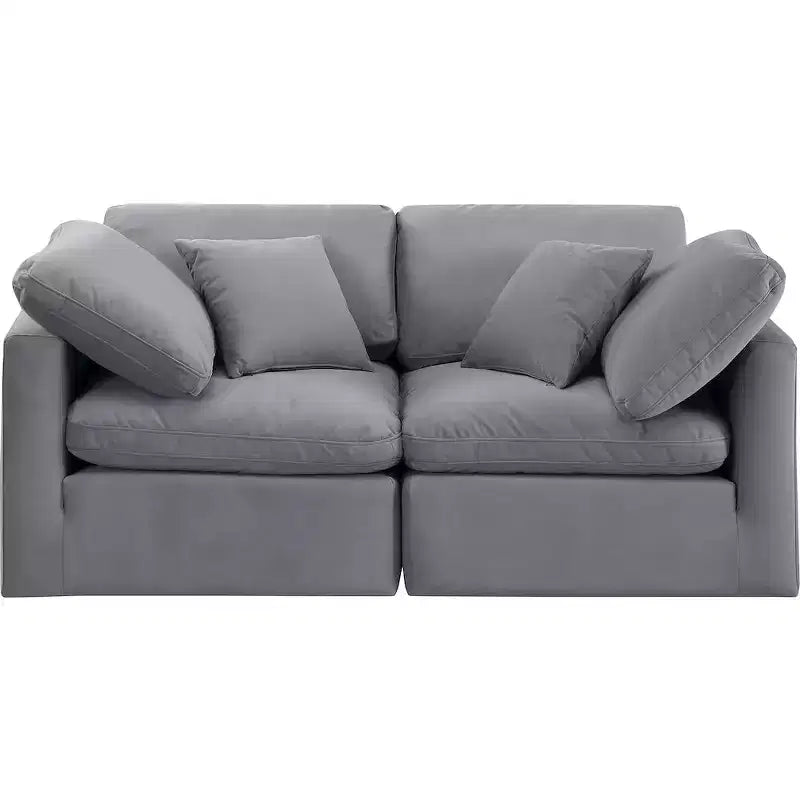 Canapé Modulable en Velours Gris Indulge