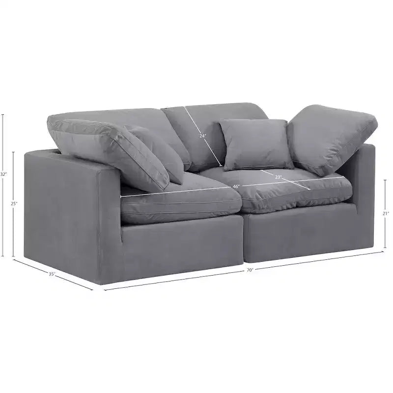 Canapé Modulable en Velours Gris Indulge