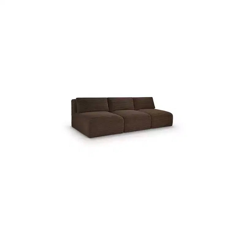 Meridian Furniture Shaggy Brown Corduroy Performance Fabric Modular Sofa