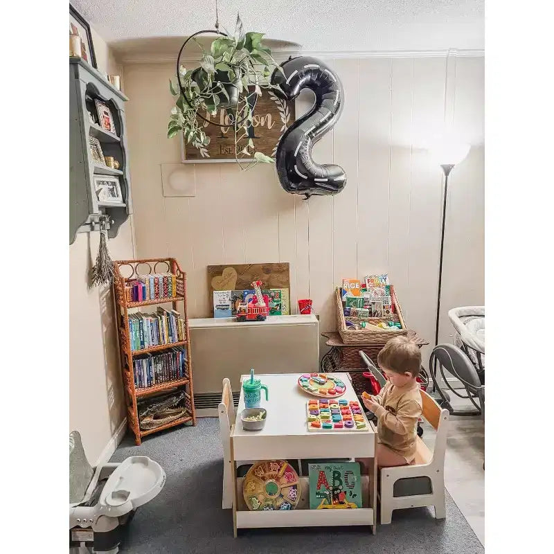 Table et chaise pour enfants, bureau pour tout-petits 4 en 1 avec tiroir de rangement, plateau de table détachable 2 en 1 pour salle de classe, maison, salle de jeux (blanc)