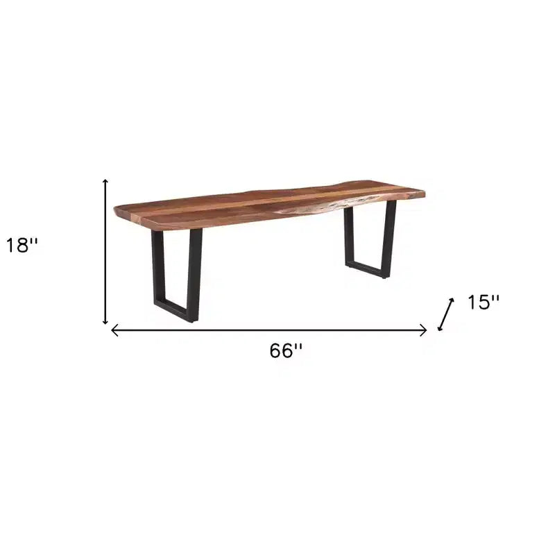 Banc de salle à manger en bois massif marron et noir 66